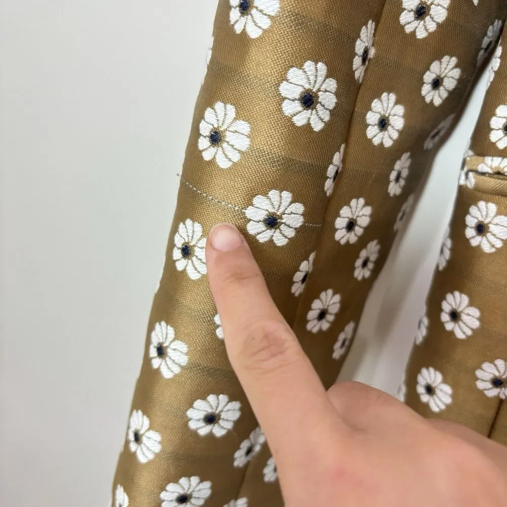 J. Crew Women Campbell Blazer 6 Gold Jacquard Floral Preppy Academic Maximalist